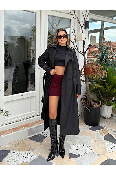 Panku Bizu Design Store Parisienne Lined Double-Breasted Collar Trench Coat Overcoat