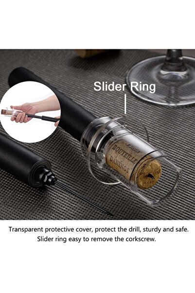 PUFO practical corkscrew for wine bottles with air pressure, modern opener, 19.5 cm, black