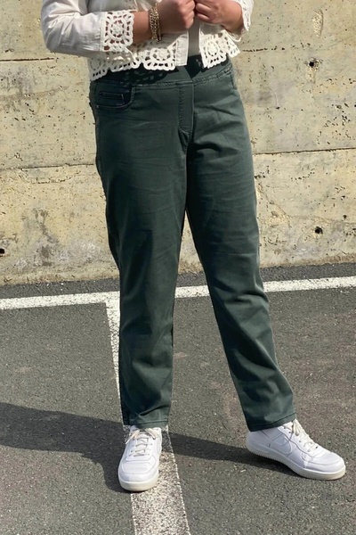 Mia Butik Women's Green Cotton Pants