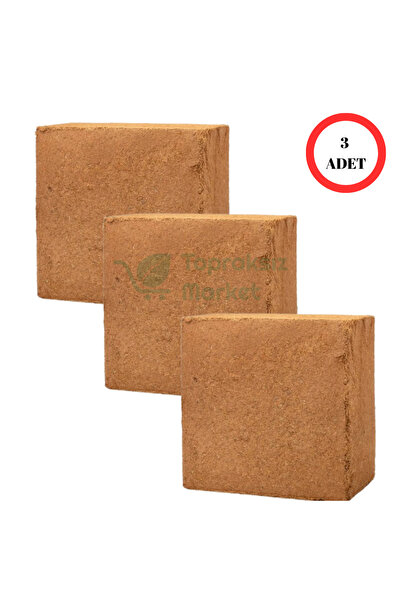 Topraksız Market Blok Cocopeat Torf 3’lü Paket – 30x30x10 cm Sıkıştırılmış Ko...