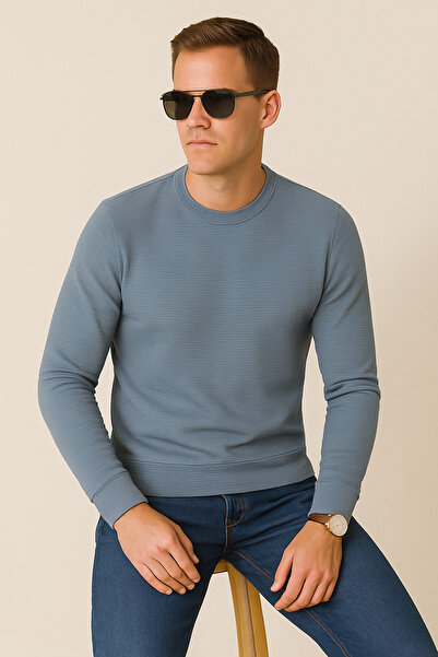 UOMOPARK Erkek Basic Sweatshirt Fit Kalıp, Ottoman Dokulu Yumuşak Kumaş, Casual Kombinler İçin İdeal"