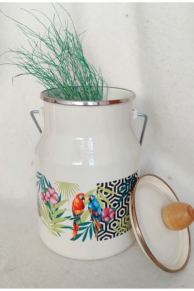 EBRULİEMAYE Papağan Emaye Authentic Bakraç 2 Liters 20 cm Deep Milk Yogurt Flour Sugar Tea Legumes Bakraç Maker