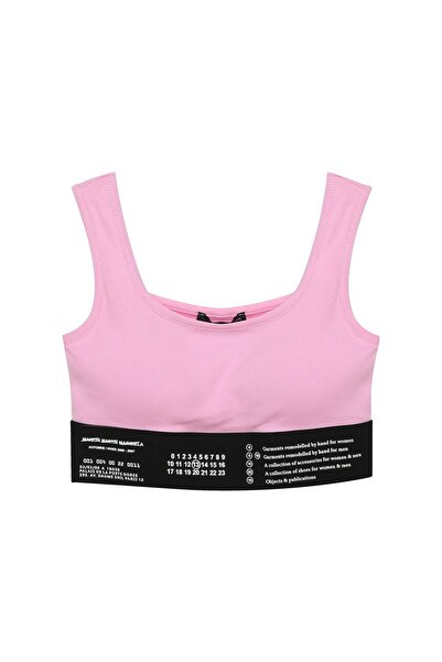 Quzu Kadin Pembe Lastik Detaylı Crop Top Atlet Atlet 23Y60064-Pembe