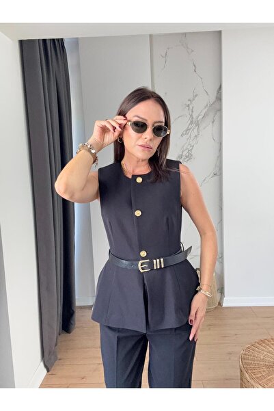 X-Young Buttoned belt detailed vest black