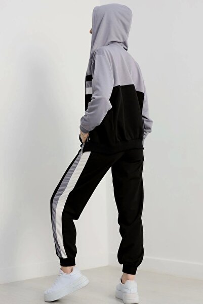 By Mop 2 Thread Tracksuit Set Black Grey