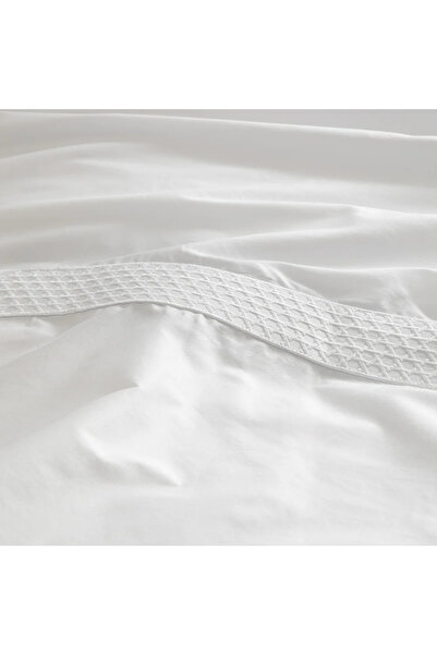 Penelope 100% Cotton Satin Fabric Duvet Cover Set 240X220 cm White - Regina Series
