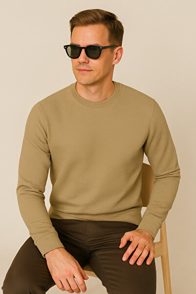 UOMOPARK Ανδρικό φούτερ βασικής εφαρμογής, μαλακό ύφασμα με οθωμανική υφή, ιδανικό για casual συνδυασμούς