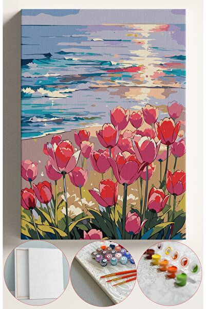 Sulepas Sayılarla Boyama Seti Numaralı Tuval Fırça Boya 40x50 Cm - SAHİLDE LA...