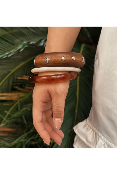 DIERA Ahşap + 2 Reçine Bohem Viral Bileklik Seti