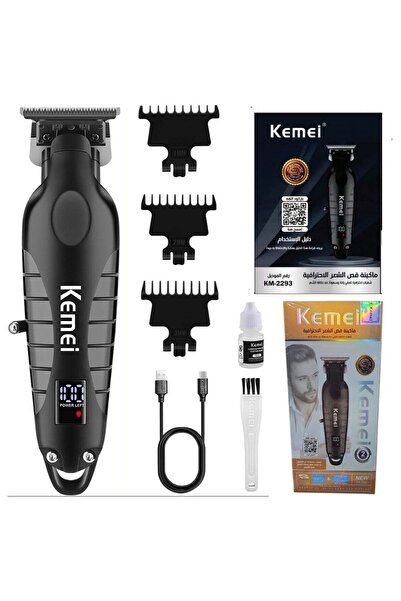 Kemei KM-2293 ماكينة حلاقة شعر احترافية بدون فجوات على شكل حرف T مع شاشة LCD ...