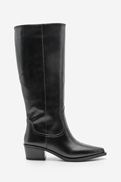 Marjin Жіночі ковбойські чоботи з гострим носком без застібки, чорні