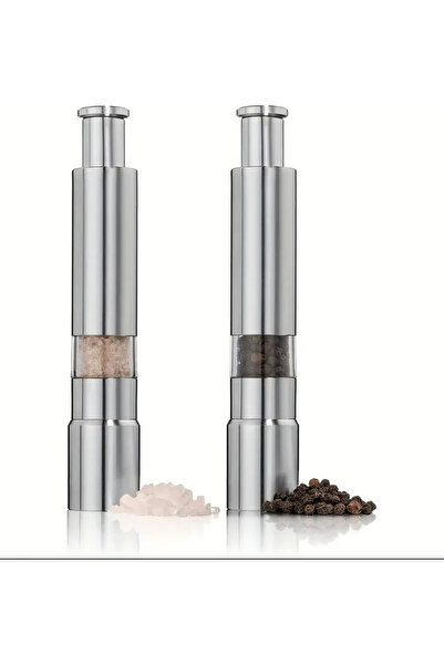 BKC HOME 2'li Paslanmaz Çelik Manuel Basmalı Tuz Karabiber Öğütücü Tuz Karabi...