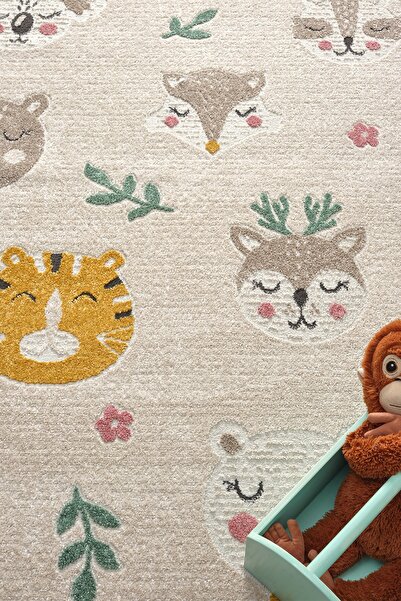 Eliz Home Yumuşak Dokuma Halı Sevimli Dostlar Leke Tutmaz Bebek Odası Çocuk Odası Genç Odası Halısı HAYVANLAR