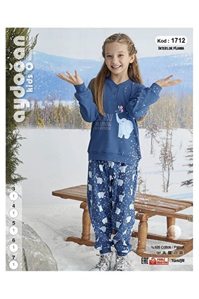 Aydoğan Girl's Pajama Set 100% Cotton Interlock Fabric Comfortable Sleeping Set