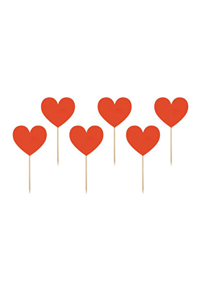 Share the Love زينة الكب كيك على شكل قلوب، باللون الأحمر، ارتفاع تقريبي 11 سم...