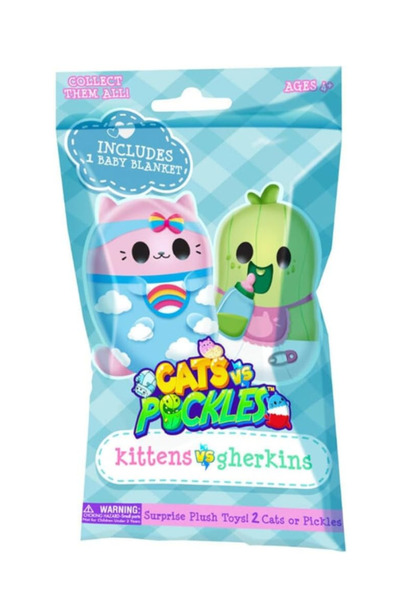 Cats Vs Pickles Kittens vs Gherkins - Mystery Bag– Surprise Plush Toys with Baby Blanket – Fun for Kids 4+