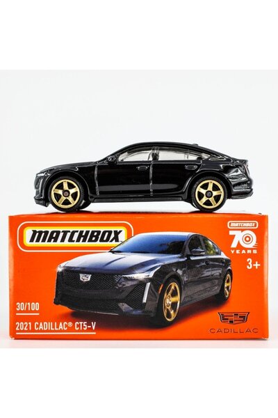 Matchbox Mașină de jucărie metalică, Cadillac CT5-V 2021, ediție aniversară de 70 de ani, scară 1:64, neagră