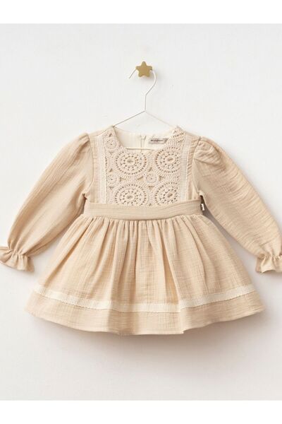 Cherrys Bebek فستان روبا من الموسلين بتفاصيل الدانتيل