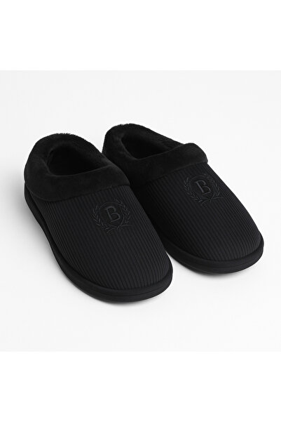 Beyond Μαύρα ανδρικά βελούδινα παπούτσια για το σπίτι BYNDKDFBOT01
