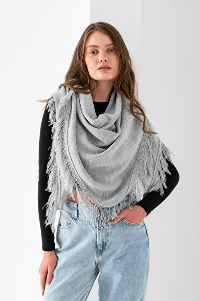 VEGA MODA Eșarfă triunghiulară cu ciucuri simplă 100% acrilic |   Eșarfă de t...