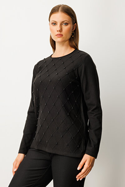 On Fashion On Crew Neck Beaded Detailed Knitwear Sweater-63312