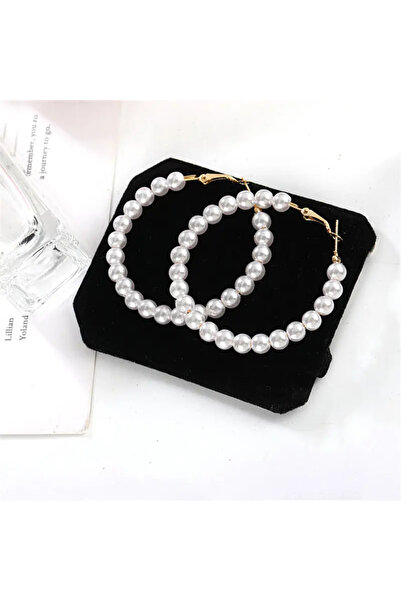 lor Elegant Hoop Earrings with White Pearl Beads