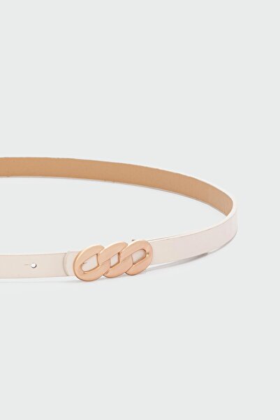 Shule Bags Κρέμα λεπτής ζώνης από συνθετικό δέρμα με αγκράφα με εμφάνιση αλυσίδας