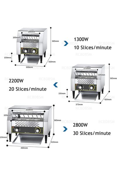 Genaric RESKIU Commercial Toaster Conveyor 600 slices/h Heavy Duty Stainless Steel Conveyor Toaster