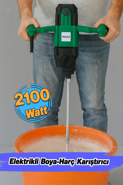 Hais Elektrikli Boya Harç Karıştırıcı 2100 W Çift Kulp Ergonomik Mikser Ucu G...