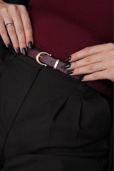 Desre Moda Burgundy/Gold Buckle Women's Belt Trouser Belt Jeans Belt Coat Belt Shirt Belt