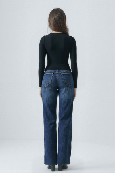 WESTMARK LONDON Black Square Neck Long Sleeve Women's Crop Bodysuit Cecilia Crop