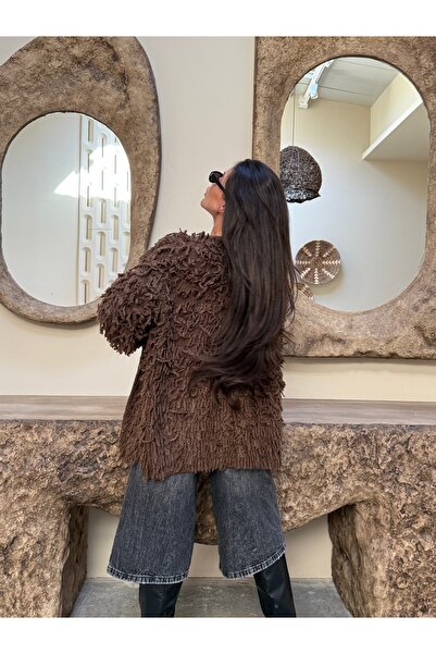 kenza'a Πλεκτή ζακέτα με κρόσσια oversize