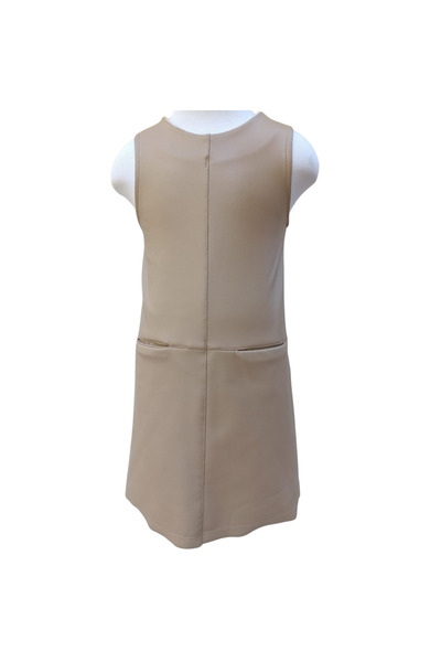 Escabel Girl's Beige Pu Leather Dress with Ruffles – Stylish and Comfortable Design