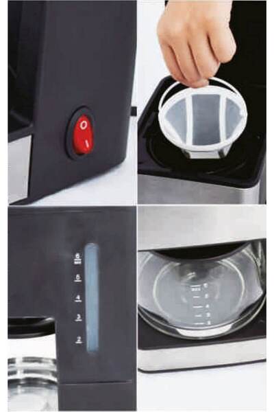 Samus Coffee maker, made of glass, 680 W, 0.8 liters, 6 cup capacity, anti-drip function, black...