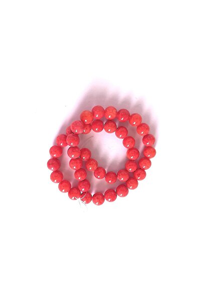 OEM 1xString of round beads 10mm jade stone dyed coral red 40 pieces