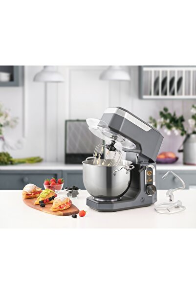 ALSAIF Freestanding Electric Mixer, 10 Speeds, 3 Beating Tools, Balloon Whisk, Dough Hook, 10 Litres, 2000 Watts, Grey