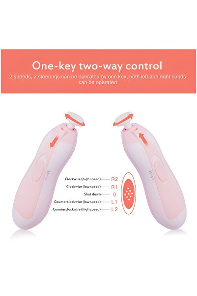 dalip Electric Nail File Set for Children and Babies, Dalip, ABS, 6 Accessories, LED Light, Pink/White