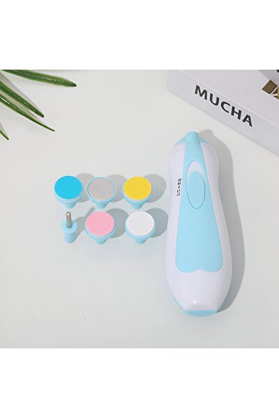 dalip Electric Nail File Set for Children and Babies, Dalip, ABS, 6 Accessories, with LED Light, Blue Whi