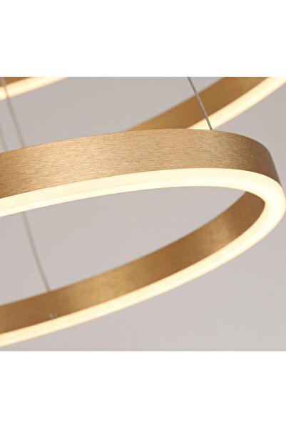 Alista Home LED Pendant Chandelier CHRISTINE 69W, 2 Circles, Dimmable, Remote, 3 Light Colors, Gold, Adjustable