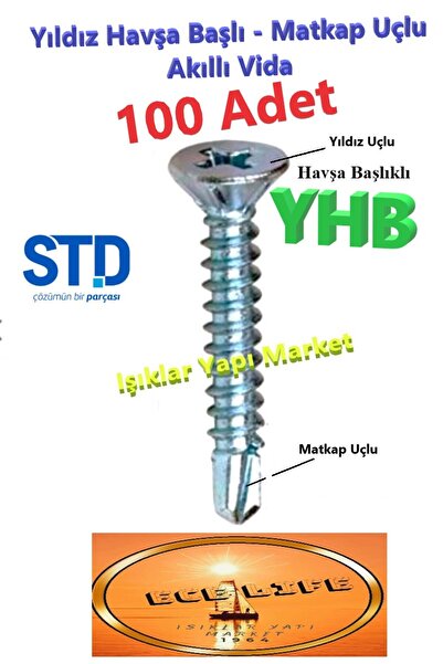 ece life 3,9x13mm -YHB -Yıldız Havşa Başlı -Matkap Uçlu -Akıllı Vida (Pk./Ad.: 100Adet)