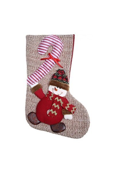 Stef's Cat Șosetă cadou cu model de om de zăpadă, maro, dimensiune 20x45 cm, ...