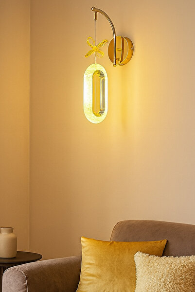 Turanconcept Doruk Aplik Gold Decorative Led Lighting Crystal Stone Daylight Hall Entrance Cafe