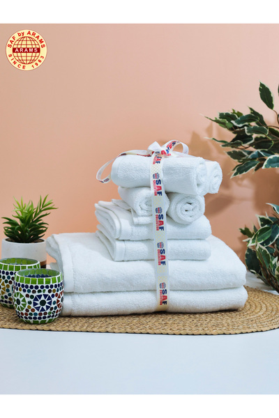 Saf By Arams 8 Pieces Towel Set - 2 BathTowels,2 HandTowels & 4 Washcloths,600GSM Cotton Highly Absorbent Towels.