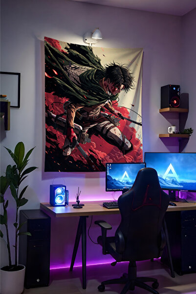 Charmbi Attack On Titan Dikey Duvar Örtüsü – Anime Temalı Kaliteli Kumaş Oda Dekoru Tapestry Duvar Halısı