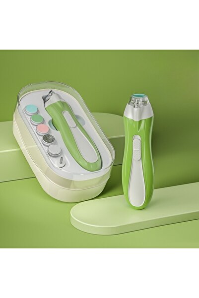 Flippy Electric Nail File for Babies and Children, ABS, 6 Accessories, LED, Green