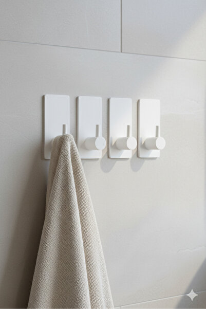 oalpo 4’lü Askılık Havlu Askısı, Bornoz Askısı, Kapı Arkası, Duvara Monte, Dayanıklı Malzeme, Siyah