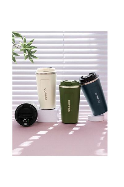 Çılgıntrend كوب ترمس من الفولاذ المقاوم للصدأ مع شاشة رقمية لعرض درجة الحرارة...