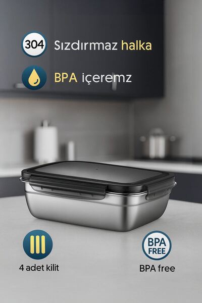 Chavin 304 Çelik 550 ml Yemek Meyve Et Buzdolabı Beslenme Saklama Kabı mt111-55