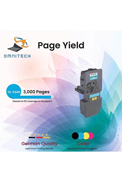 Omnitech Omni Tech TK-5240 Cyan Toner Cartridge - Compatible with Printer Kyo...