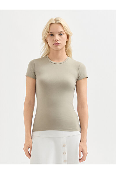 Karaca Kadın Regular Fıt Tişört-Bej
